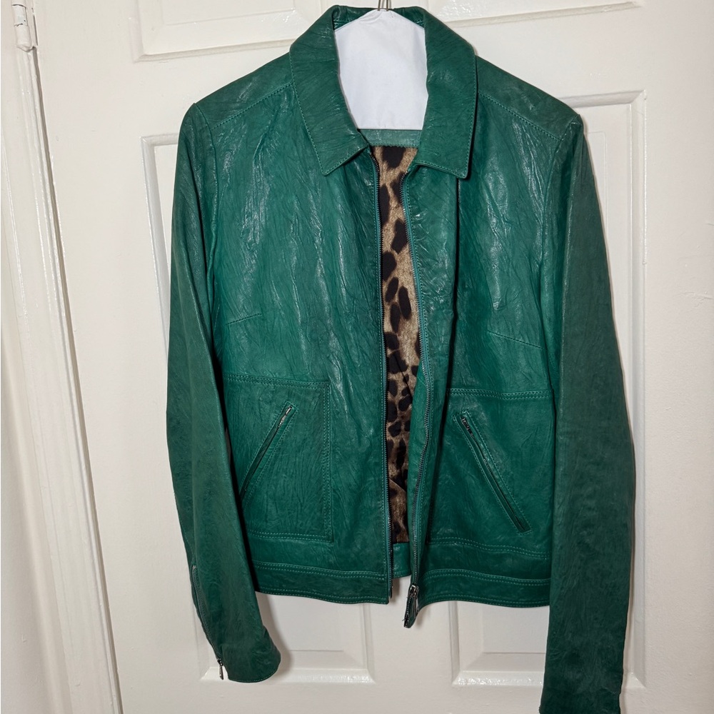 Vintage D&G Green Leather Jacket